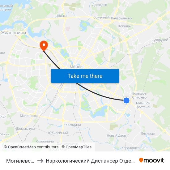 Могилевская to Наркологический Диспансер Отделение 5 map