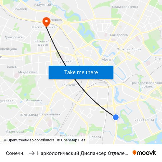 Сонечная to Наркологический Диспансер Отделение 5 map