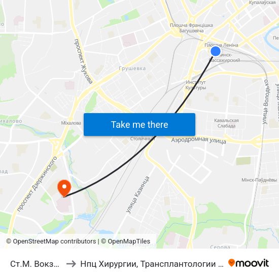 Ст.М. Вокзальная to Нпц Хирургии, Трансплантологии И Гематологии map