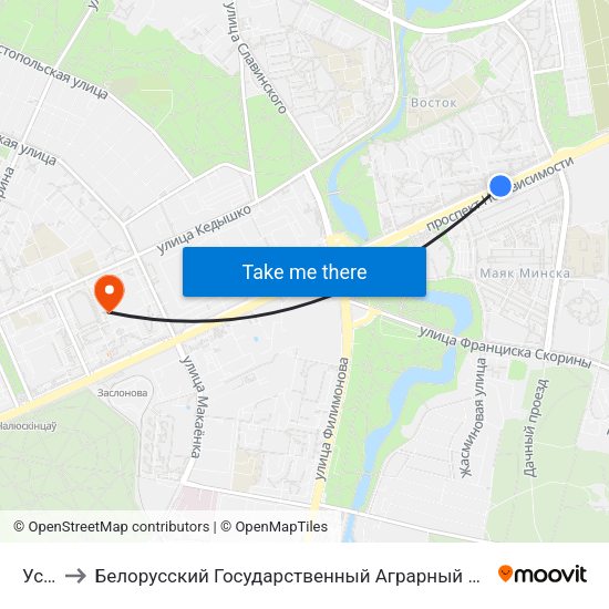 Усход to Белорусский Государственный Аграрный Технический Университет map