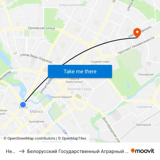 Немига to Белорусский Государственный Аграрный Технический Университет map