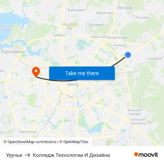 Уручье to Колледж Технологии И Дизайна map