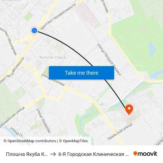 Плошча Якуба Коласа to 6-Я Городская Клиническая Больница map