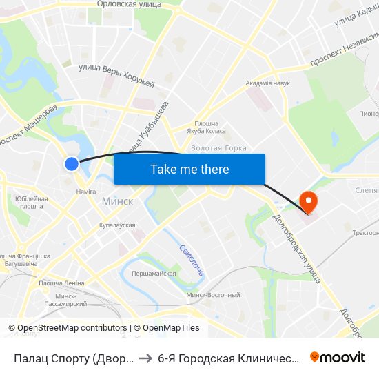 Палац Спорту (Дворец Спорта) to 6-Я Городская Клиническая Больница map