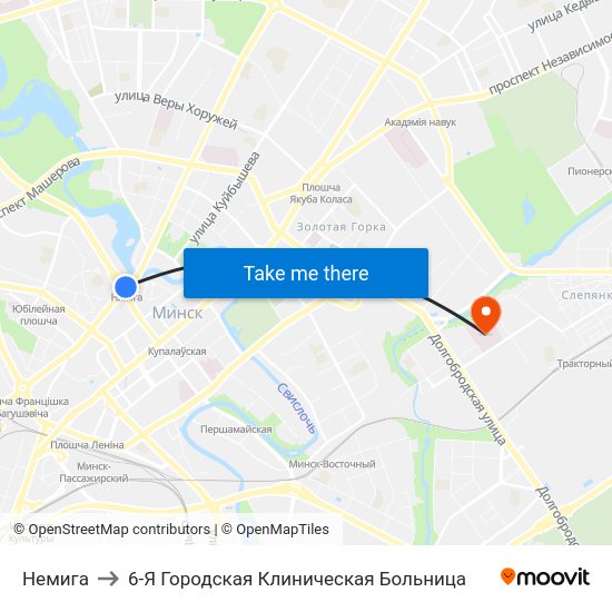 Немига to 6-Я Городская Клиническая Больница map