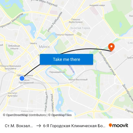 Ст.М. Вокзальная to 6-Я Городская Клиническая Больница map