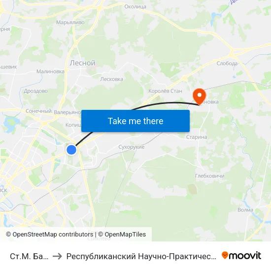 Ст.М. Барысаўскі Тракт to Республиканский Научно-Практический Центр Медицинской Экспертизы И Реабилитации map