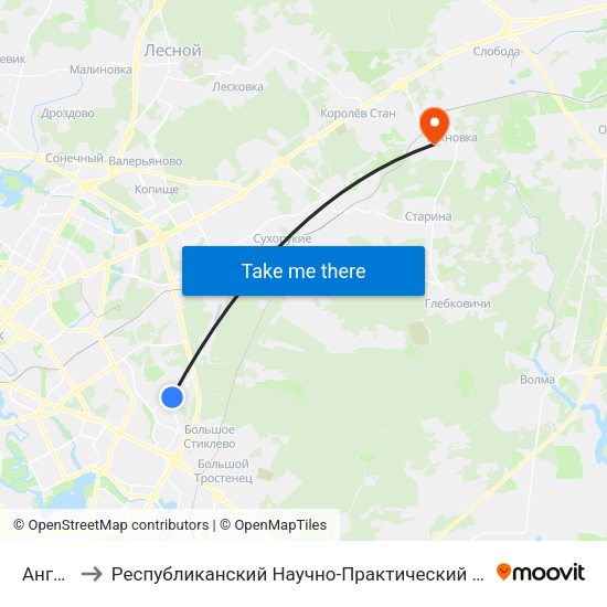 Ангарская-3 to Республиканский Научно-Практический Центр Медицинской Экспертизы И Реабилитации map
