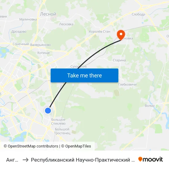 Ангарская-3 to Республиканский Научно-Практический Центр Медицинской Экспертизы И Реабилитации map