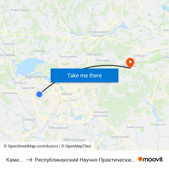 Каменная Горка to Республиканский Научно-Практический Центр Медицинской Экспертизы И Реабилитации map