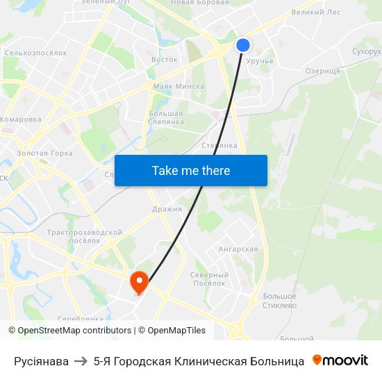 Русіянава to 5-Я Городская Клиническая Больница map