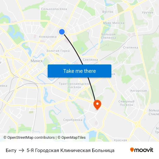 Бнту to 5-Я Городская Клиническая Больница map