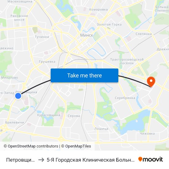 Петровщина to 5-Я Городская Клиническая Больница map