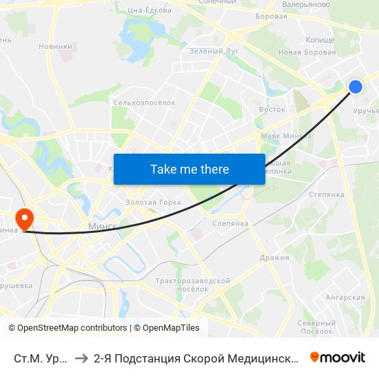 Ст.М. Уручча to 2-Я Подстанция Скорой Медицинской Помощи map