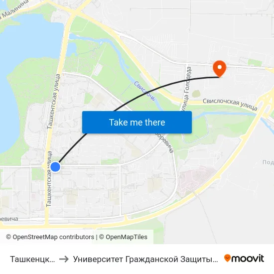 Ташкенцкая to Университет Гражданской Защиты Мчс map
