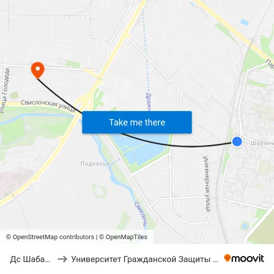 Дс Шабаны to Университет Гражданской Защиты Мчс map