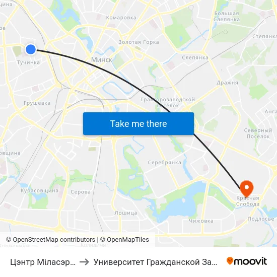 Цэнтр Міласэрнасці to Университет Гражданской Защиты Мчс map