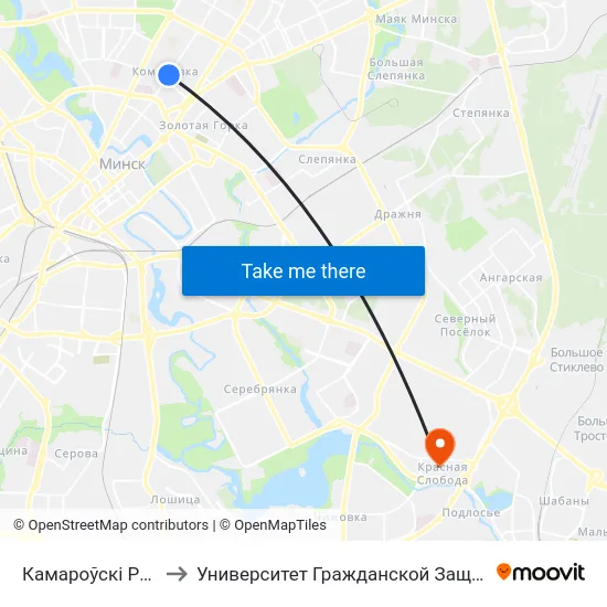 Камароўскі Рынак to Университет Гражданской Защиты Мчс map