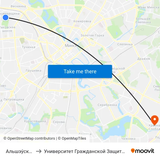 Альшэўскага to Университет Гражданской Защиты Мчс map
