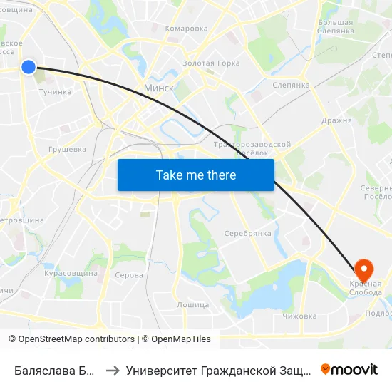 Баляслава Берута to Университет Гражданской Защиты Мчс map