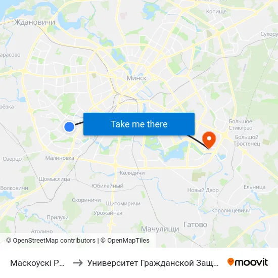 Маскоўскі Рынак to Университет Гражданской Защиты Мчс map