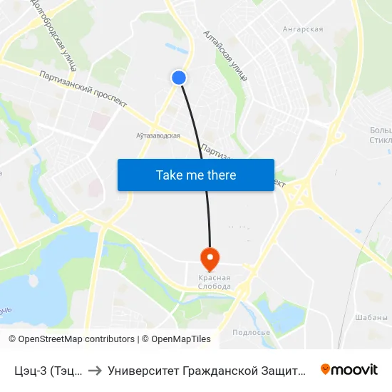 Цэц-3 (Тэц-3) to Университет Гражданской Защиты Мчс map