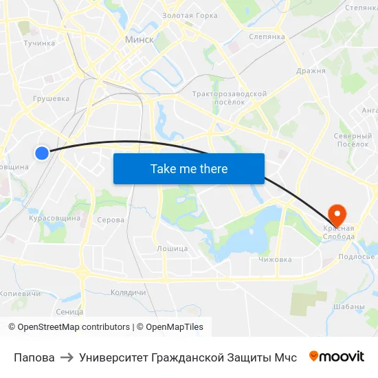 Папова to Университет Гражданской Защиты Мчс map