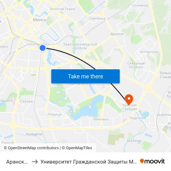 Аранская to Университет Гражданской Защиты Мчс map
