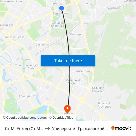 Ст.М. Усход (Ст.М. Восток) to Университет Гражданской Защиты Мчс map