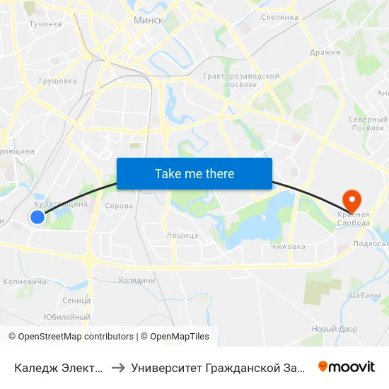 Каледж Электронікі to Университет Гражданской Защиты Мчс map