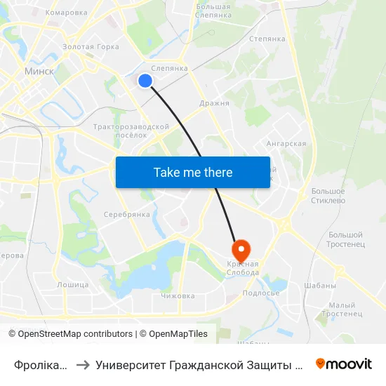Фролікава to Университет Гражданской Защиты Мчс map
