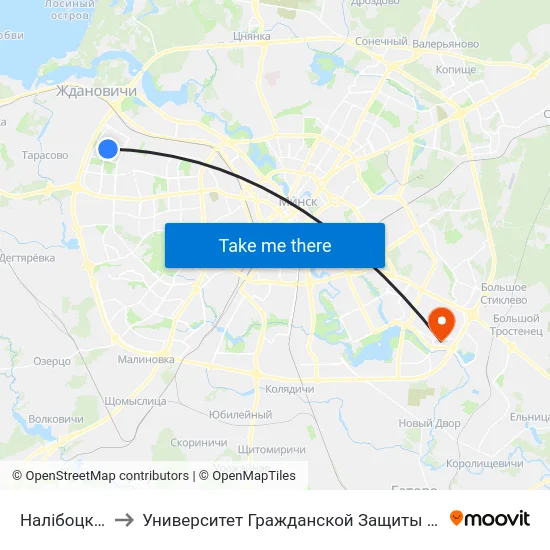 Налібоцкая to Университет Гражданской Защиты Мчс map
