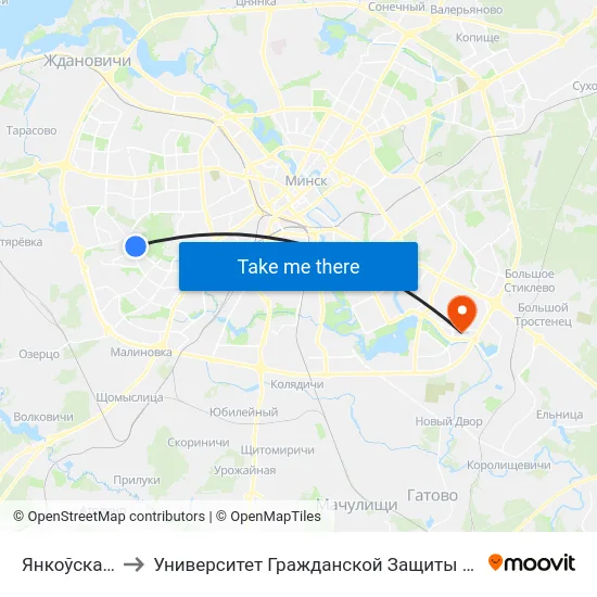 Янкоўскага to Университет Гражданской Защиты Мчс map