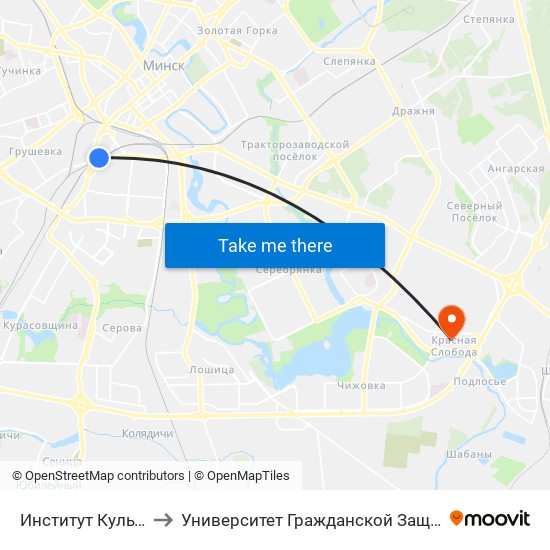 Институт Культуры to Университет Гражданской Защиты Мчс map