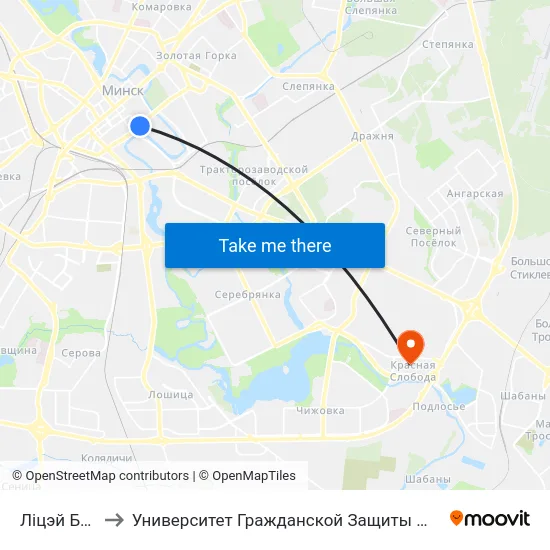 Ліцэй Бду to Университет Гражданской Защиты Мчс map