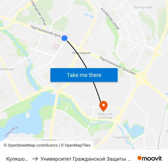 Куляшова to Университет Гражданской Защиты Мчс map