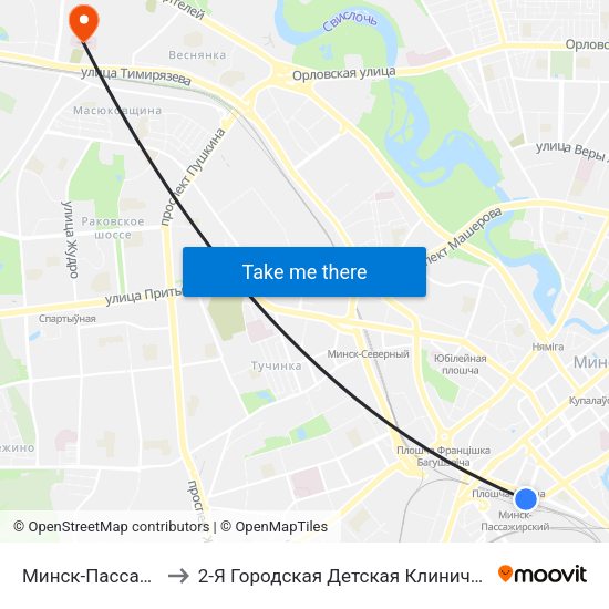 Минск-Пассажирский to 2-Я Городская Детская Клиническая Больница map