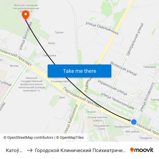 Катоўскага to Городской Клинический Психиатрический Диспансер map