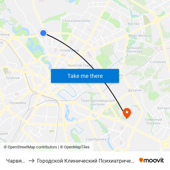 Чарвякова to Городской Клинический Психиатрический Диспансер map