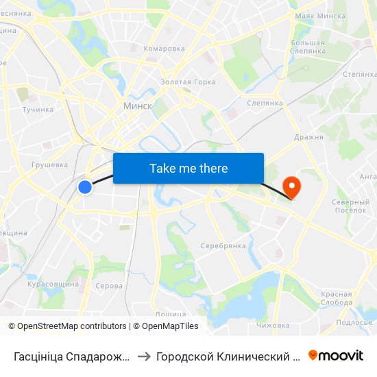 Гасцініца Спадарожнік (Гостиница Спутник) to Городской Клинический Психиатрический Диспансер map