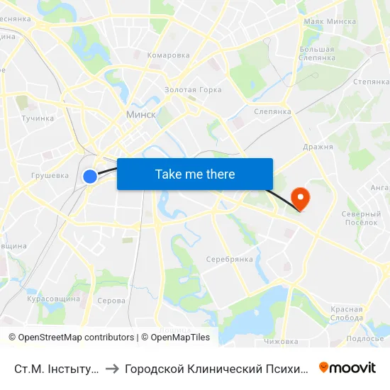 Ст.М. Інстытут Культуры to Городской Клинический Психиатрический Диспансер map
