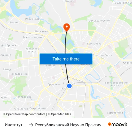 Институт Культуры to Республиканский Научно-Практический Центр „Мать И Дитя“ map