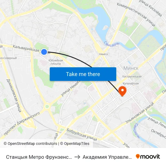 Станцыя Метро Фрунзенская to Академия Управления map