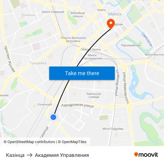 Казінца to Академия Управления map