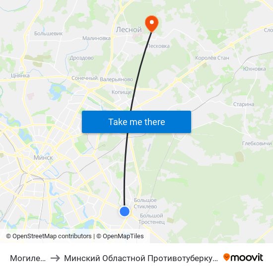 Могилевская to Минский Областной Противотуберкулезный Диспансер map