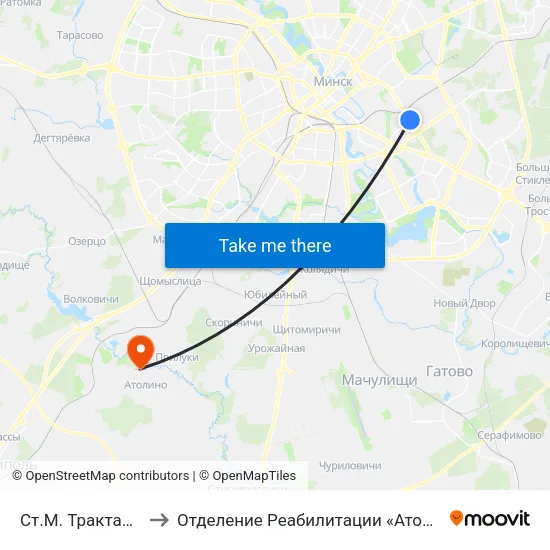 Ст.М. Трактарны Завод to Отделение Реабилитации «Атолинской Больницы» map