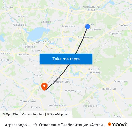 Аграгарадок Лясны to Отделение Реабилитации «Атолинской Больницы» map