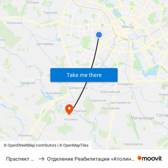 Праспект Жукава to Отделение Реабилитации «Атолинской Больницы» map