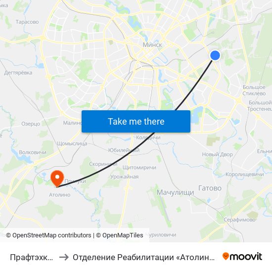 Прафтэхкаледж to Отделение Реабилитации «Атолинской Больницы» map