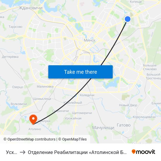 Усход to Отделение Реабилитации «Атолинской Больницы» map